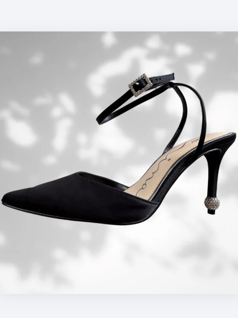 Nina Nasha Women's Black Ankle Strap Heels Size 7.5